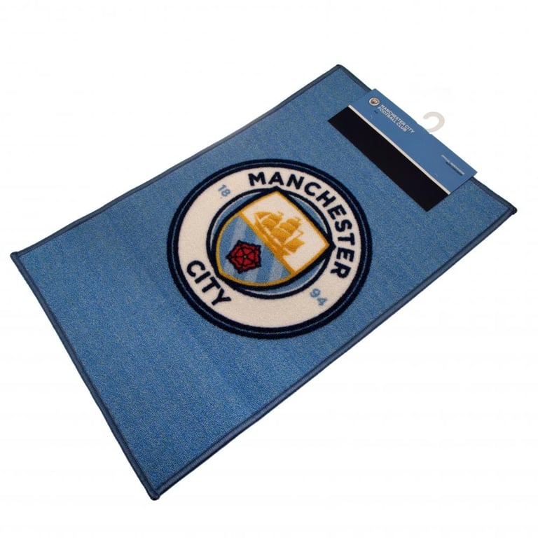 Manchester City FC Polyamide Club Crest Rug - Non-Slip Bedroom Home Decor