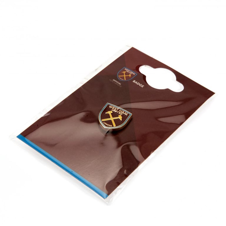 West Ham United FC Metal Crest Pin Badge - Gold Finish & Enamel Infill