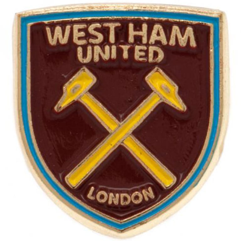 West Ham United FC Metal Crest Pin Badge - Gold Finish & Enamel Infill