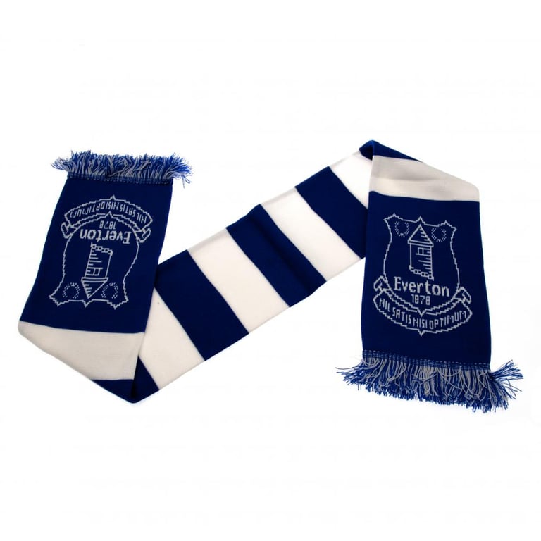 Everton FC Royal Blue Jacquard Knit Bar Stripe Scarf with Club Crest