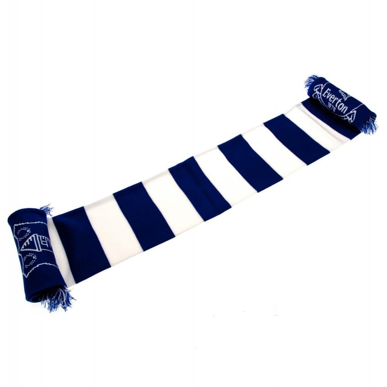 Everton FC Royal Blue Jacquard Knit Bar Stripe Scarf with Club Crest