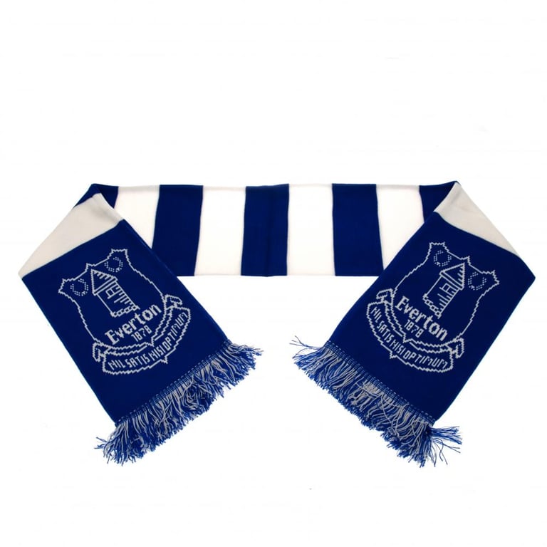 Everton FC Royal Blue Jacquard Knit Bar Stripe Scarf with Club Crest
