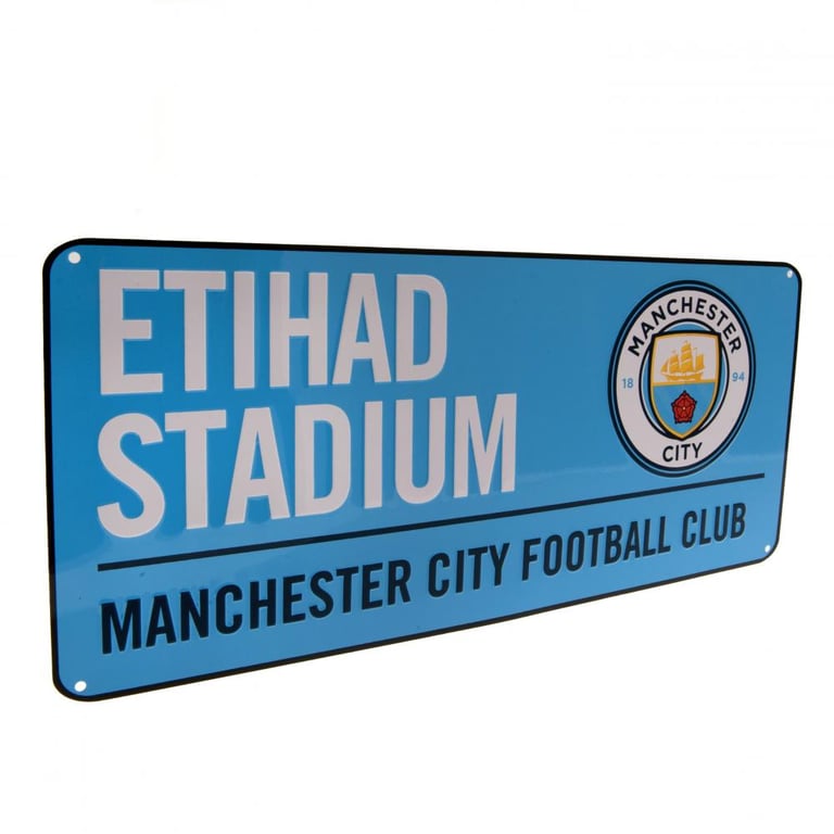 Manchester City FC Etihad Stadium Metal Wall Sign - Gloss Finish Home Decor
