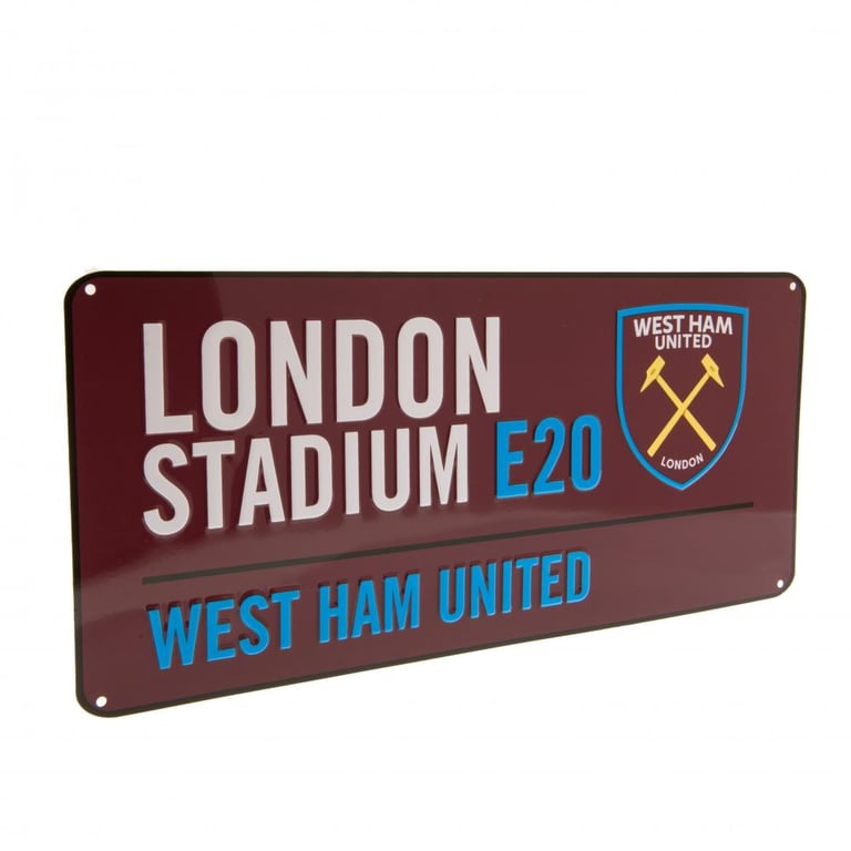 West Ham United FC Metal Wall Sign - Claret Background London Stadium Home Team Road Sign