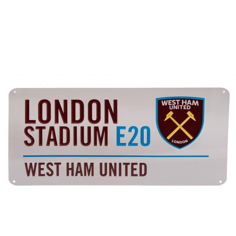 West Ham United FC White Metal Road Sign - London Stadium Home Decor
