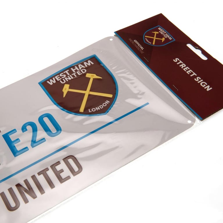 West Ham United FC White Metal Road Sign - London Stadium Home Decor