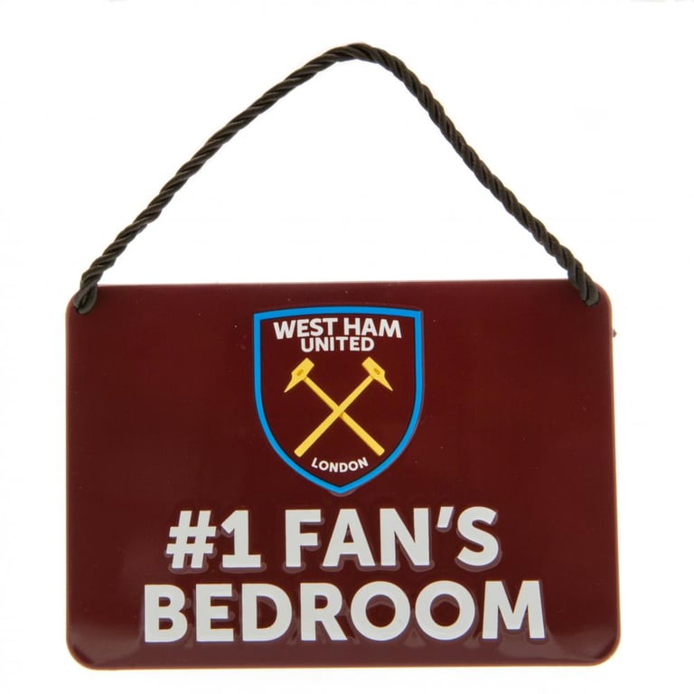 West Ham United FC Metal Hanging Bedroom Sign - Official Club Crest & 1 Fan s Pride