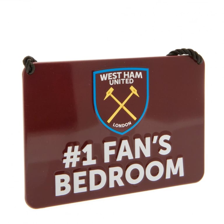West Ham United FC Metal Hanging Bedroom Sign - Official Club Crest & 1 Fan s Pride