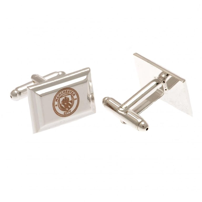 Manchester City FC Silver Plated Engraved Chrome Finish Cufflinks
