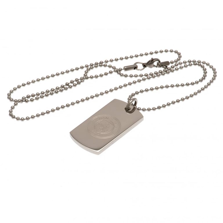 Manchester City FC Engraved Stainless Steel Dog Tag with Ball Chain