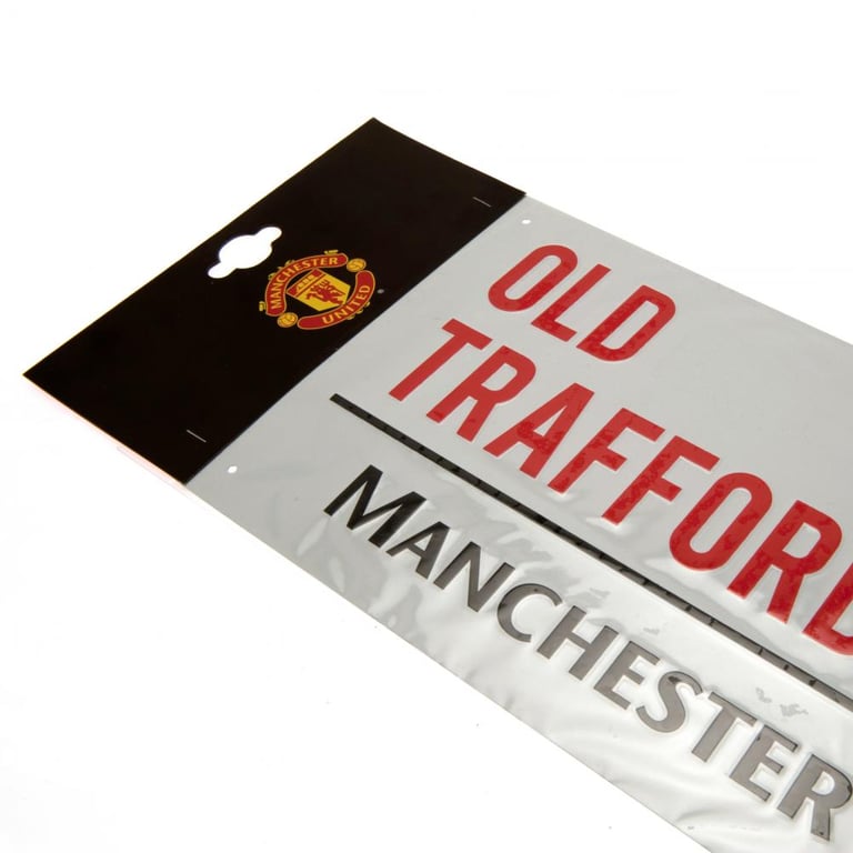 Manchester United FC White Street Sign - Gloss Finish Metal Wall Sign from Old Trafford M16 Road