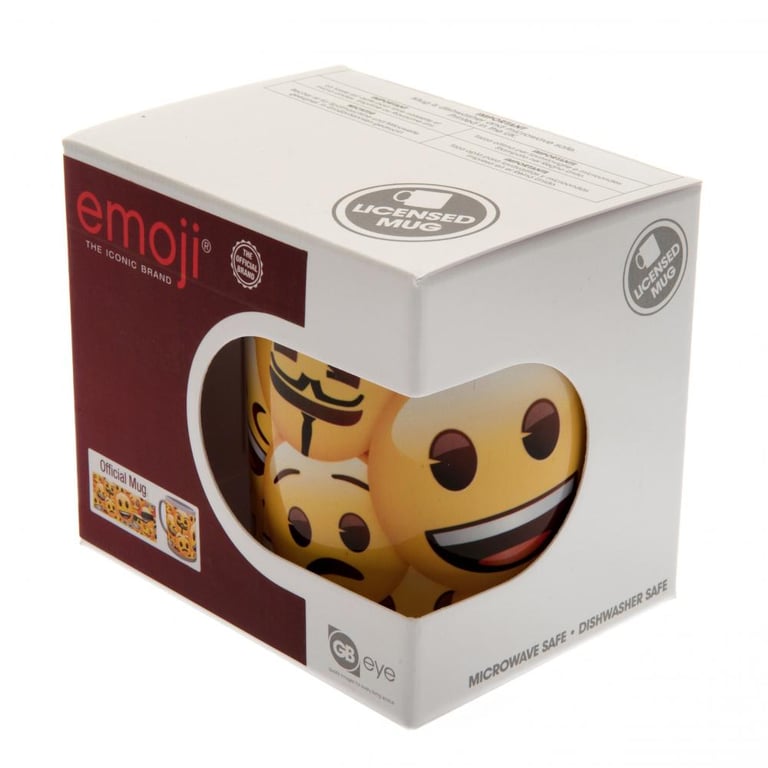 Ceramic Emoji Mug - Collage of Emojis on Kiln Fired Ceramic Body with White Handle