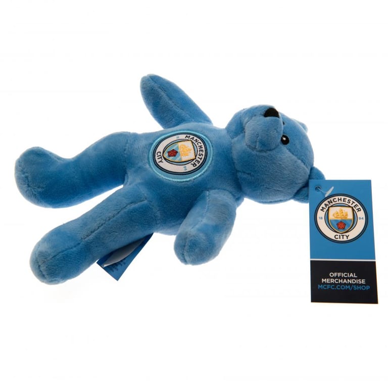 Manchester City FC Sky Blue Plush Bear - 100 Polyester with Stitched Features and Crest