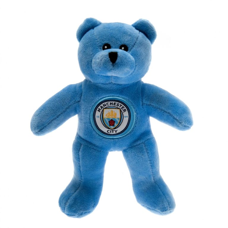 Manchester City FC Sky Blue Plush Bear - 100 Polyester with Stitched Features and Crest