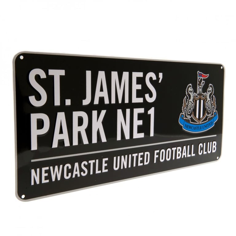 Newcastle United FC Colour Street Sign - Gloss Metal Wall Decoration, Home Stadium Sign