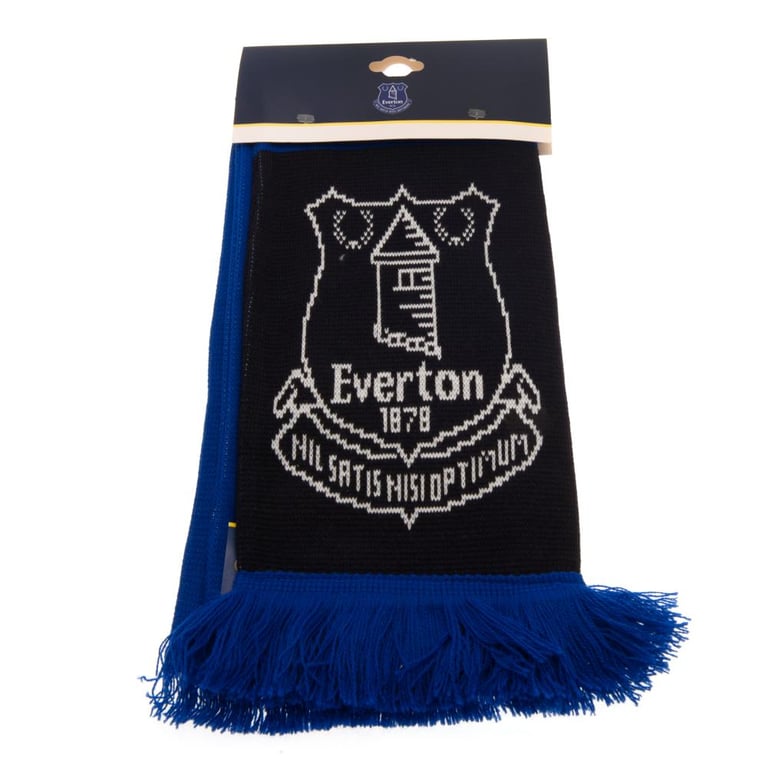 Everton FC Nero Royal Blue and Black Jacquard Knit Scarf with Club Crest