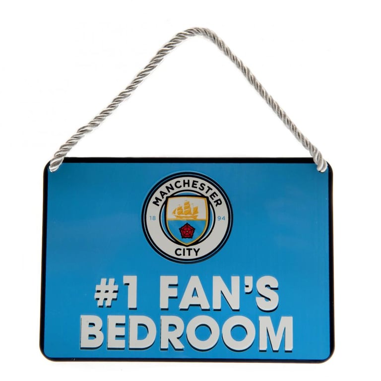 Manchester City FC Bedroom Sign - Metal Hanging Club Crest Decoration for 1 Fans