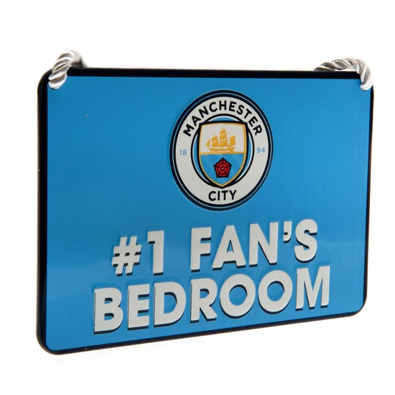 Manchester City FC Bedroom Sign - Metal Hanging Club Crest Decoration for 1 Fans