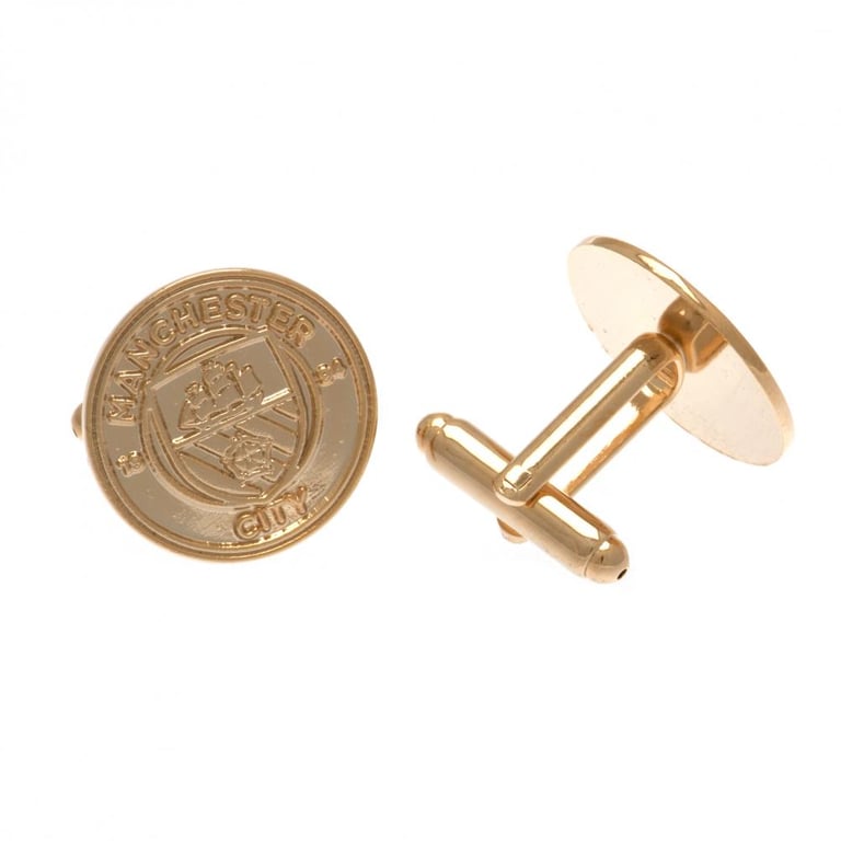 Manchester City FC Gold Plated Crest Cufflinks with Bullet Back Fixing