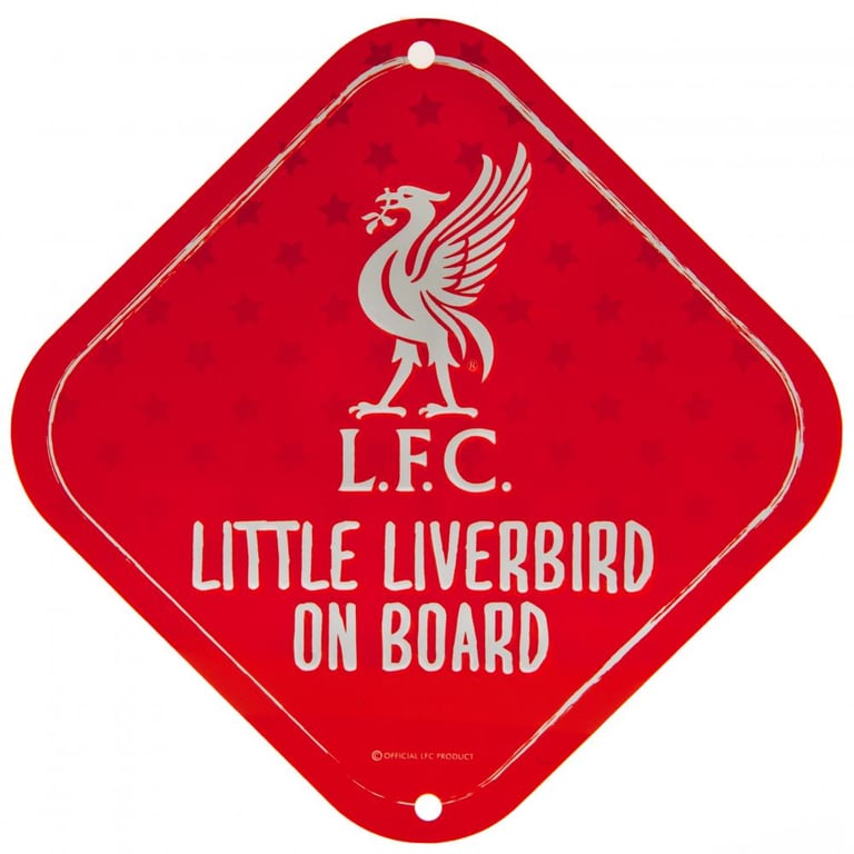 Liverpool FC Little Liverbird Red Metal Sign with Multi Star Design and Rubber Suction Hook