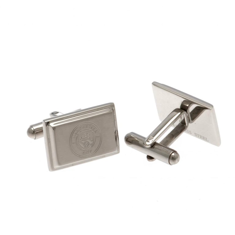 Manchester City FC Tie Slide & Cufflink Set - Executive Stainless Steel Crest Pin & Satin Finish Engraved Accessories