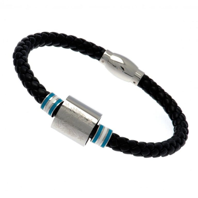 Manchester City FC Genuine Leather Club Crest Bracelet