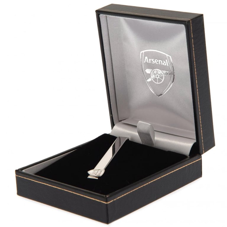 Arsenal FC Silver Plated Crest Tie Slide with Crocodile Clip Back