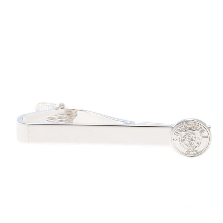 Manchester City FC Silver Plated Tie Slide - Mirror Finish Crest Pin with Crocodile Clip Back