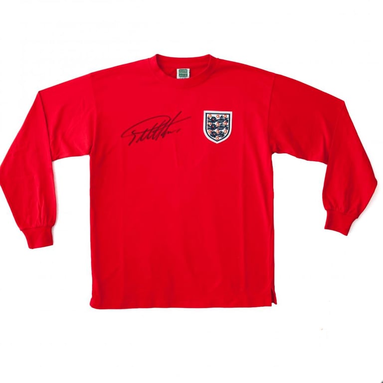 England FA 1966 World Cup Sir Geoff Hurst Signed Replica Shirt - Authenticated