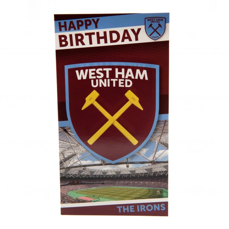 West Ham United FC Stadium Birthday Card - Claret and Blue Crest Design
