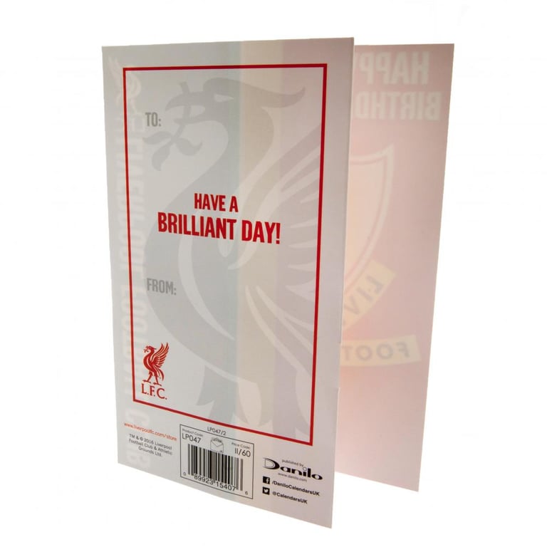 Liverpool FC Liverbird Fold Out Birthday Card - Official Team Crest Design