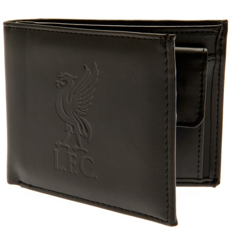 Liverpool FC Debossed Club Crest Black PU Wallet - 3 Card Slots & Secure Change Pocket