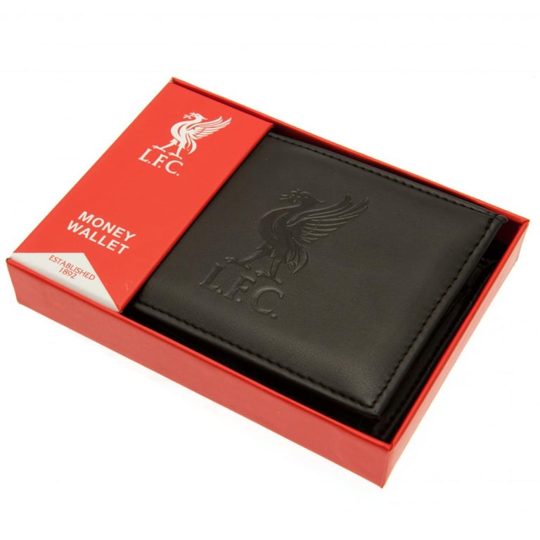 Liverpool FC Debossed Club Crest Black PU Wallet - 3 Card Slots & Secure Change Pocket