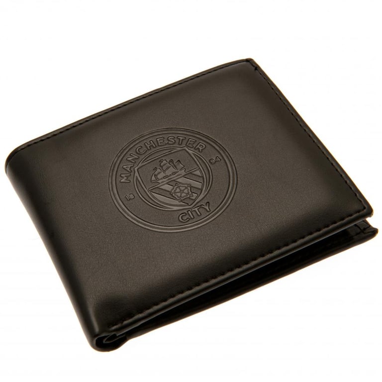 Manchester City FC Debossed Black PU Wallet - Club Crest Design with Secure Card Slots and Note Pockets