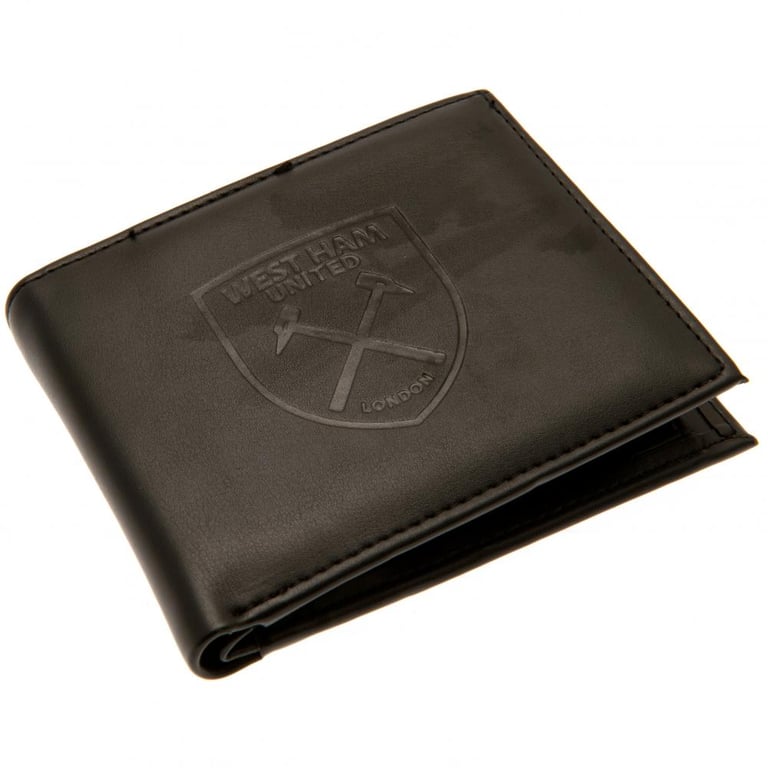West Ham United FC Debossed Black PU Wallet - 3 Card Slots & Secure Change Pocket