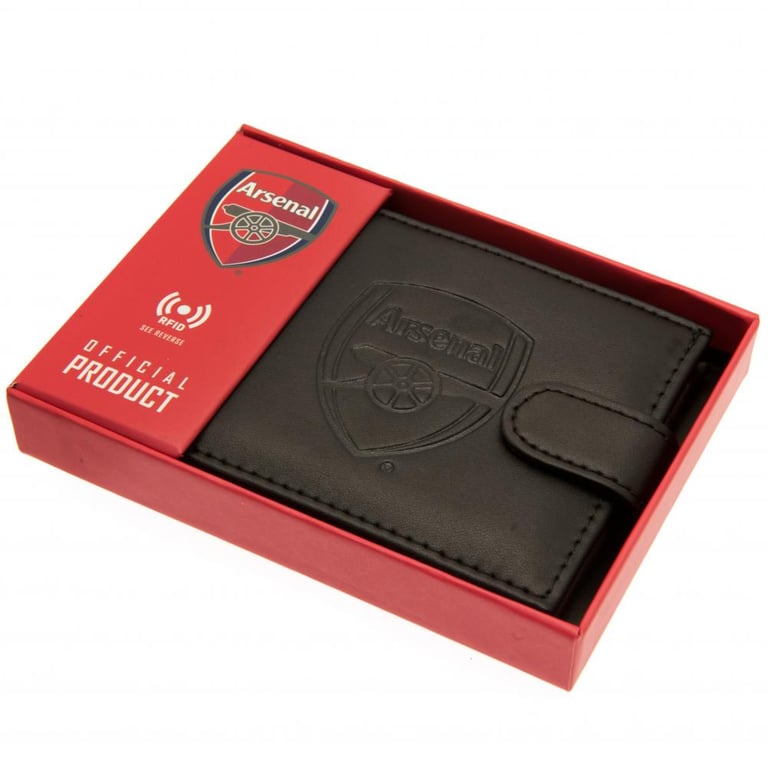 Arsenal FC RFID Anti Fraud Black Leather Wallet
