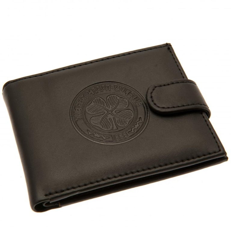 Celtic FC RFID Anti Fraud Black Leather Wallet - Secure Club Crest Design