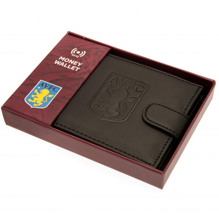Aston Villa FC RFID Anti Fraud Black Leather Wallet