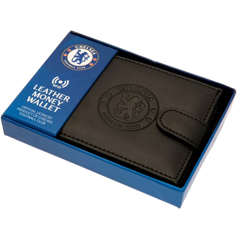 Chelsea FC RFID Anti Fraud Leather Wallet with Club Crest and Secure Fastener