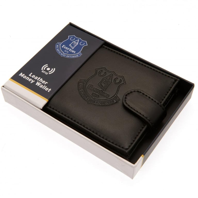 Everton FC RFID Anti Fraud Black Leather Wallet - Secure Club Crest Design