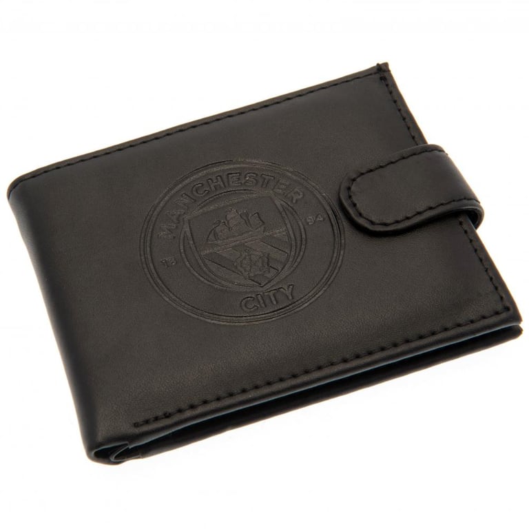 Manchester City FC RFID Anti Fraud Leather Wallet with Club Crest and Secure Fastener