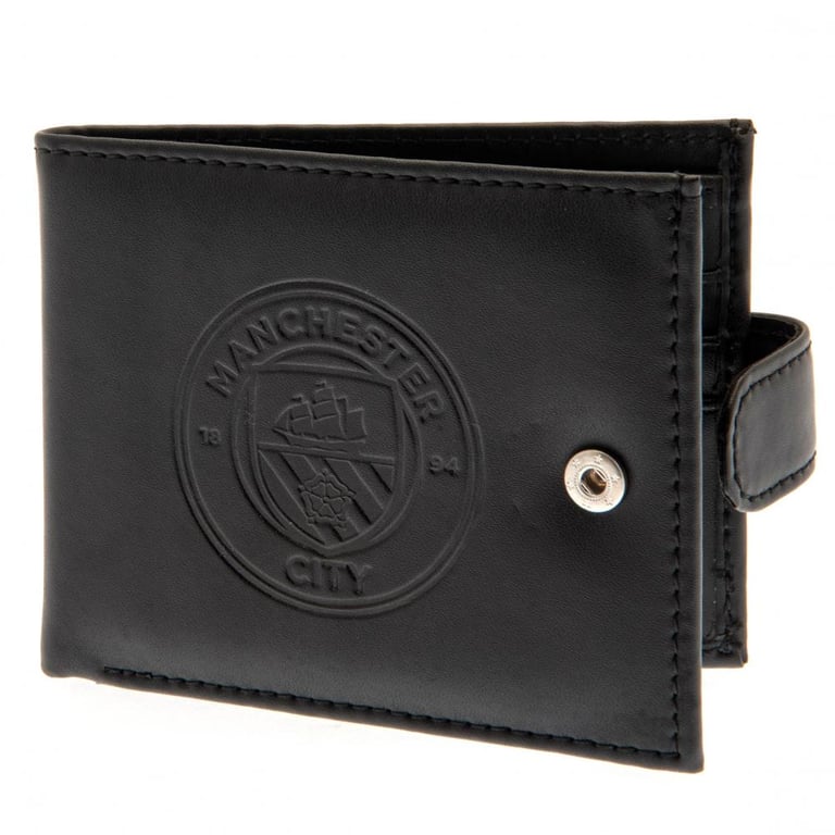 Manchester City FC RFID Anti Fraud Leather Wallet with Club Crest and Secure Fastener