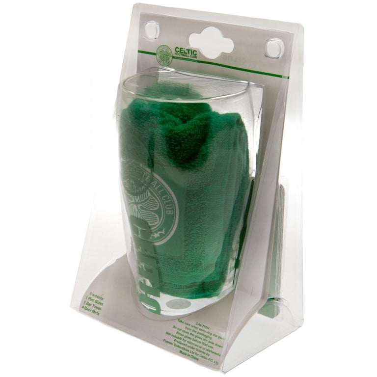Celtic FC Mini Bar Set - Includes 4 Green Beer Mats & Club Crest Towel