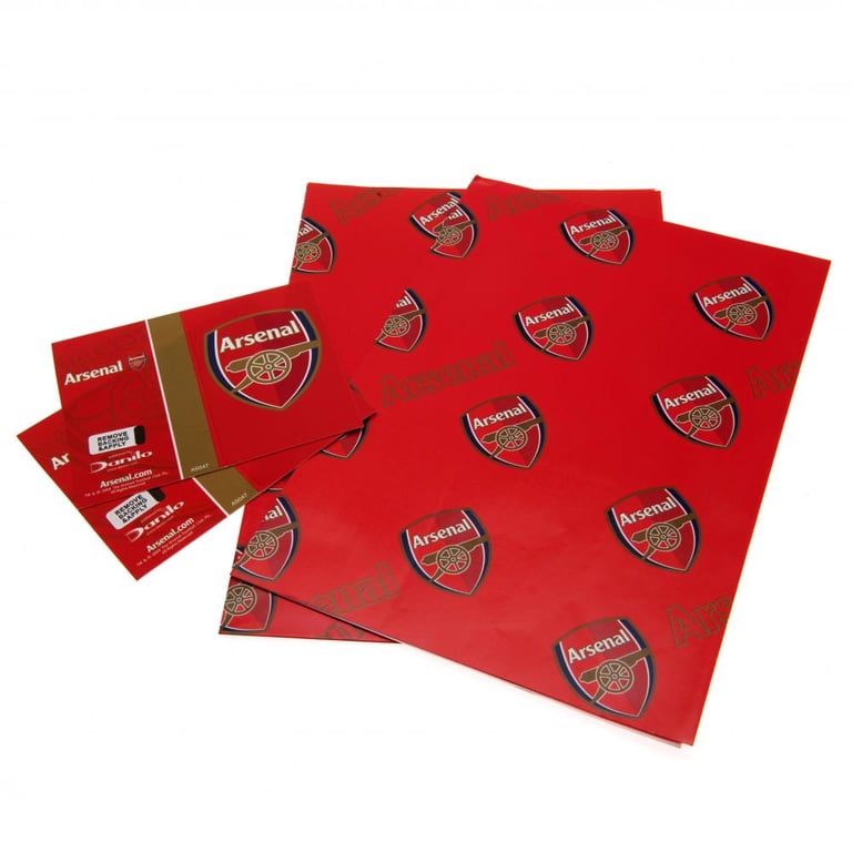 Arsenal FC Crest Gift Wrap - Vibrant Red Wrap with Exclusive Team Crests and Tags