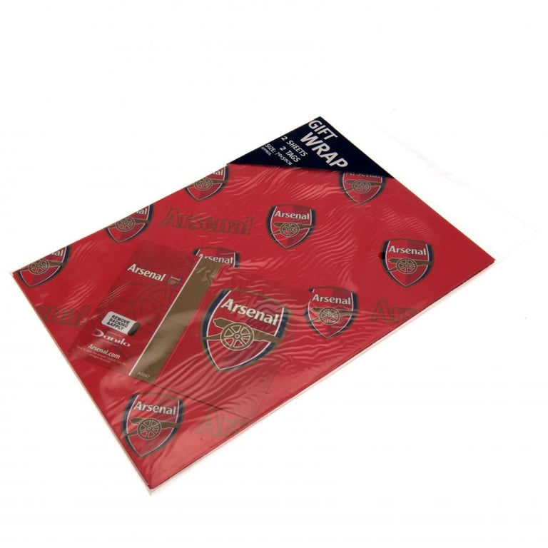 Arsenal FC Crest Gift Wrap - Vibrant Red Wrap with Exclusive Team Crests and Tags