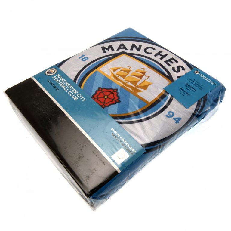 Manchester City FC Pulse Double Duvet Set - Reversible Club Crest Design, Machine Washable