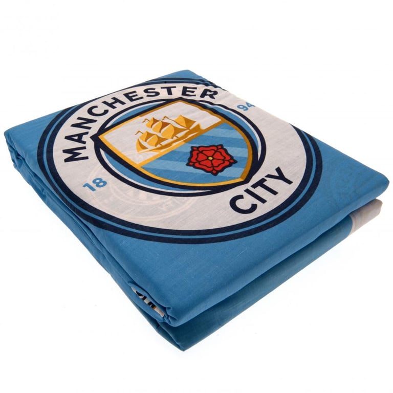 Manchester City FC Pulse Double Duvet Set - Reversible Club Crest Design, Machine Washable