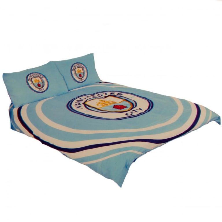 Manchester City FC Pulse Double Duvet Set - Reversible Club Crest Design, Machine Washable
