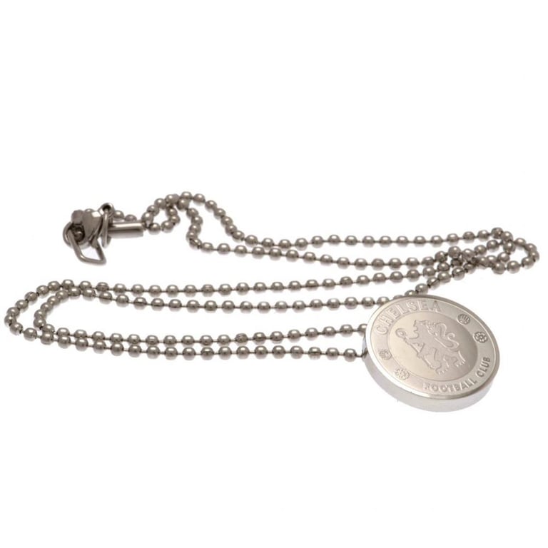 Chelsea FC Stainless Steel Crest Pendant with Chrome Finish Ball Chain Necklace