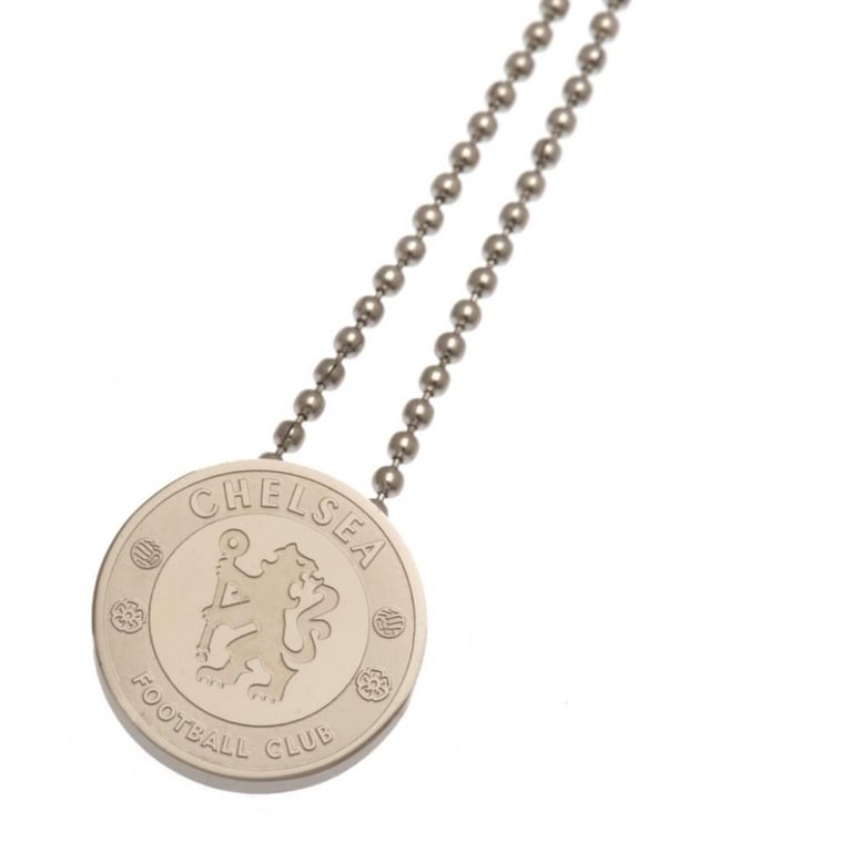 Chelsea FC Stainless Steel Crest Pendant with Chrome Finish Ball Chain Necklace